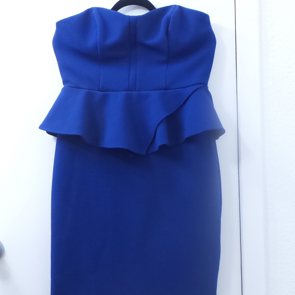 BISOU BISOU Blue Peplum Dress